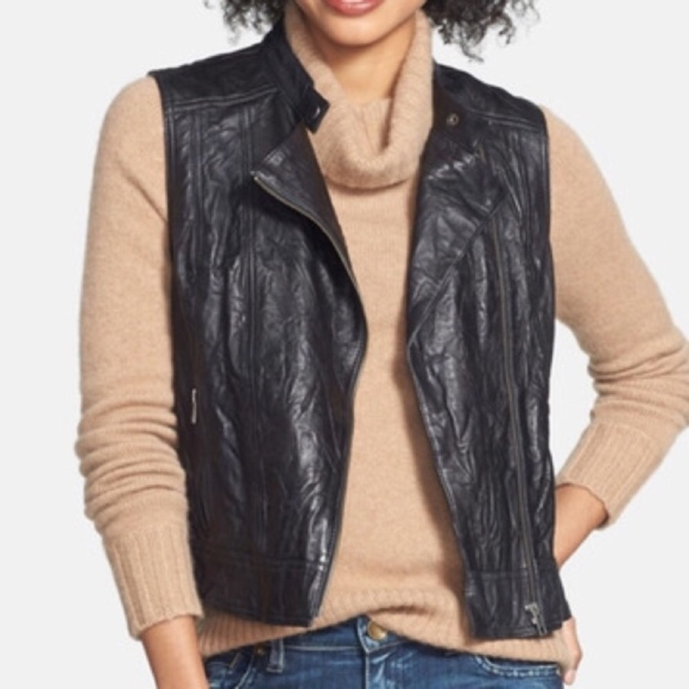 Halogen Crinkle Leather Vest